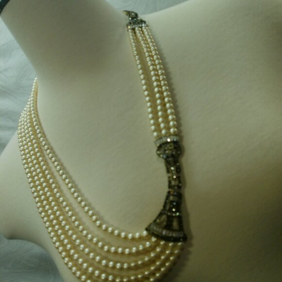 Heidi Daus Master Clasp Necklace Bracelets Interchangeable White Pearl Swarovski - Picture 2 of 12